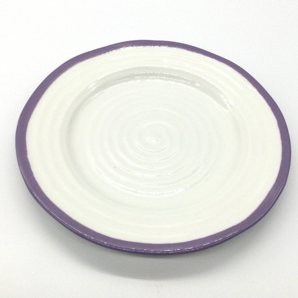 8” dessert bread butter plate purple rim Sophie Conran Portmeirion stoneware rib - Picture 1 of 6